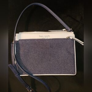 Kate spade crossbody small Denim and white bag